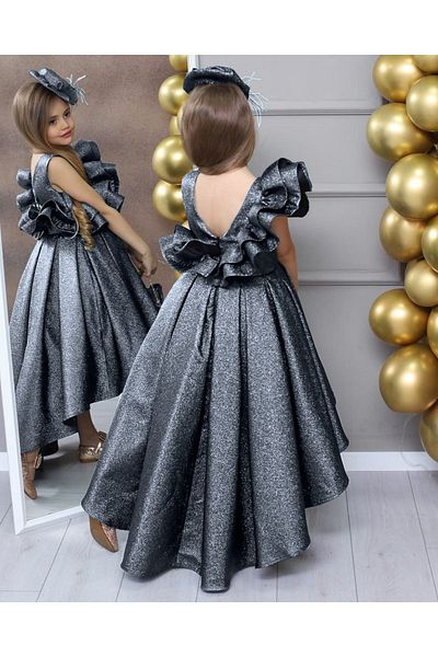 Poyraz Fashion Kids Girl's Graduation Evening Dress with Hat, Buckle and Bag Set