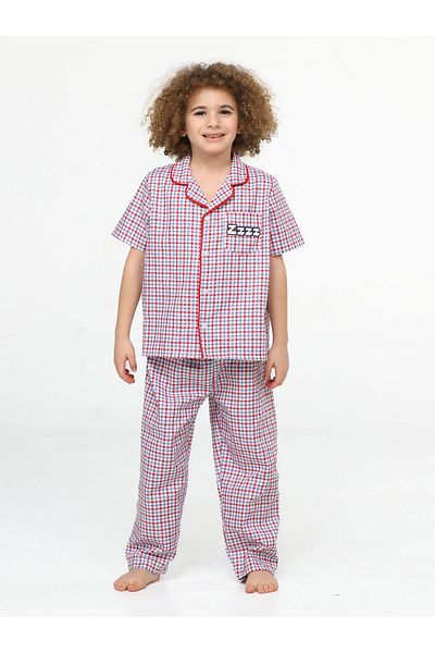 Casabony Zzzz Cotton Woven Plaid Pajamas Set