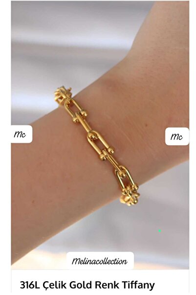 melina collection سوار من الفولاذ باللون الذهبي