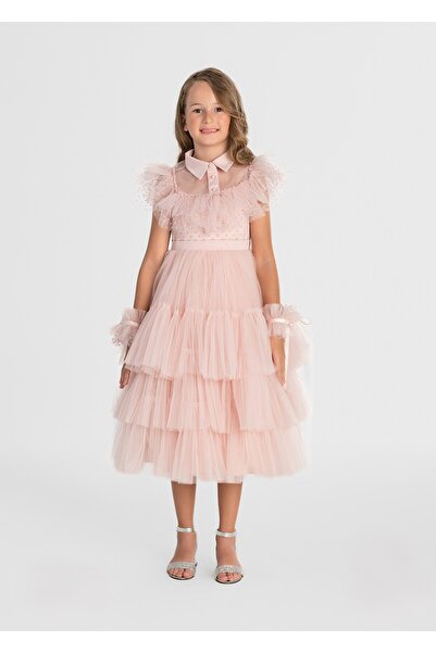 MONİTA Yaka Detaylı Kız Çocuk Abiye Elbise