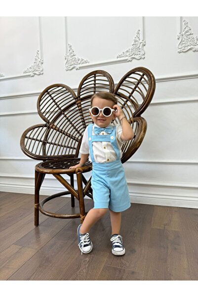 bohemiankids baby wear Mavi Kısa Kol Kısa Slopet Takım