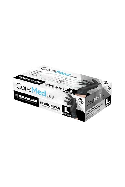 Bimel Coremed Powder-Free Nitrile Gloves Size L Black 100 Pcs