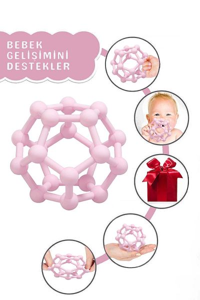 Meleni Baby عضاضة للأطفال باللون الوردي - كرة يد حسية