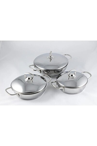 FAYA HOME مجموعة أواني طهي بغطاء فولاذي من سولي ساميرا 16-18-20 سم