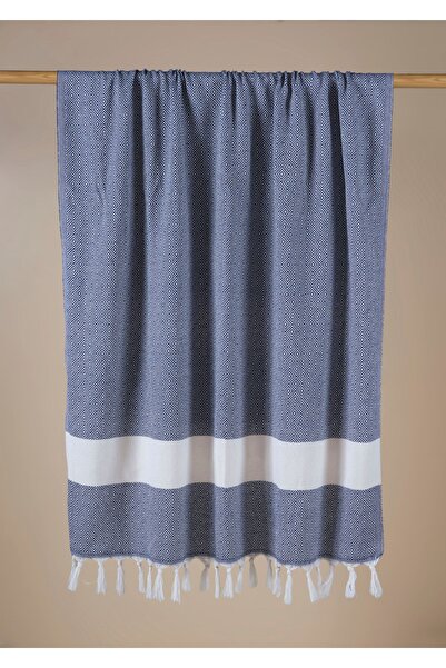 Lux Touch Hira Lacivert 100 x 180 см Бавовняний рушник з бахромою - пляжний, банний, спортивний рушник для йоги
