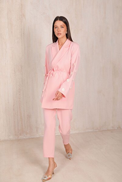 Melike Tatar 32-2089 Model Pink Flower Patterned Set