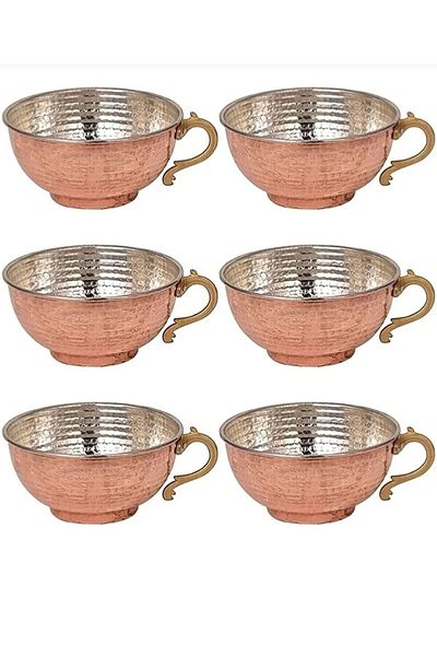 GABAALTI 6 Pieces Gaziantep Copper Ayran Bowl