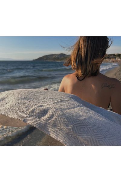 Lux Touch Hira Gray Cotton Loincloth - 100x180 cm SPorts Towel, Tasseled Yoga Bath