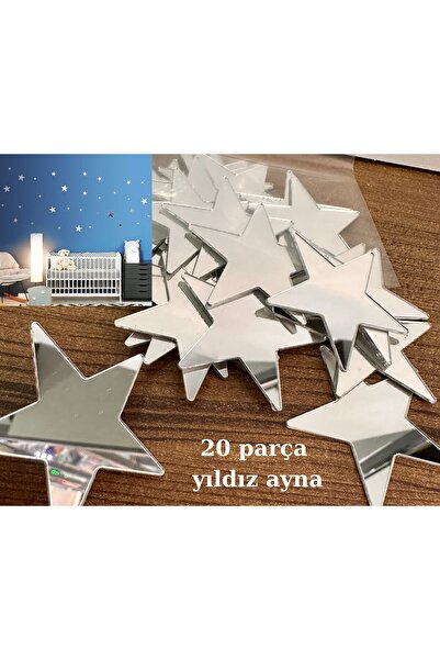 CANNAS Pleksi Ayna Yıldız Duvar Dekor Yapışkanlı 20 adet
