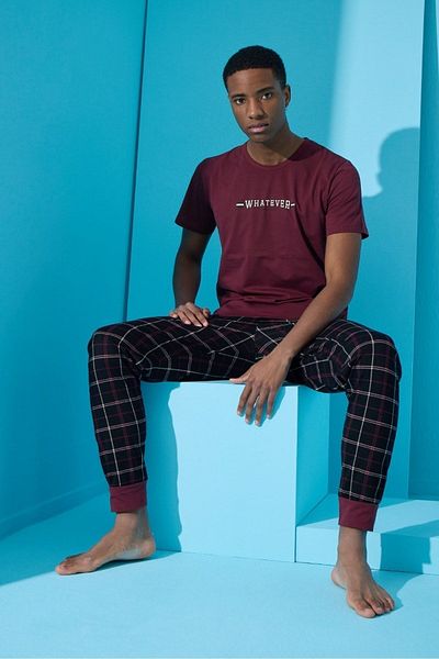 Lunaberry Men's Groom Pajama Set, Plaid, Short Sleeves, Pockets, Seasonal 100% Cotton, Dowry, Groom's Bundle