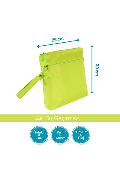 Atelier Bomonti Mami Kids - Neon Green Waterproof Wet Dry Beach and Pool Bag