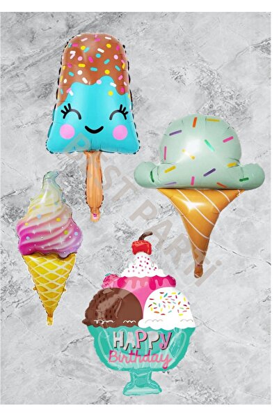 STAR PARTY مجموعة من 4 بالونات من رقائق الآيس كريم
