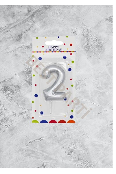 BEST PARTİ 2 Rakamı Gümüş Renk Duğum Günü Pasta Mumu