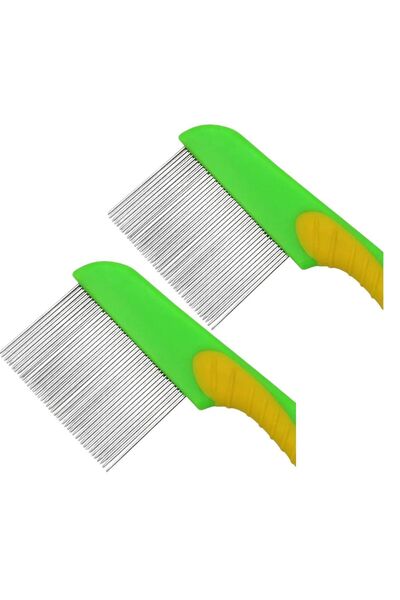 NEYSTORE 2 Adet, Uzun Paslanmaz Metal Dişli, Plastik Tutma Saplı, Bit, Böcek, Vb. Temizleme Tarağı