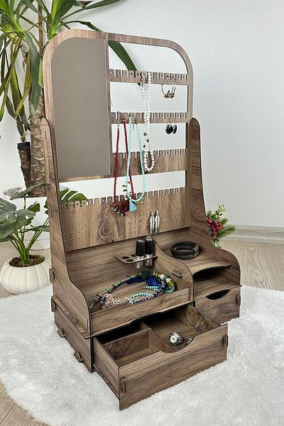 TASARREKLAM منظم المجوهرات مرآة المكياج منظم المجوهرات
