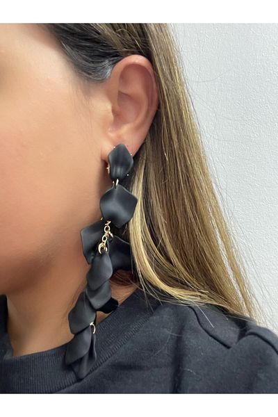 MFM STORE Black Leaf Gift Earrings