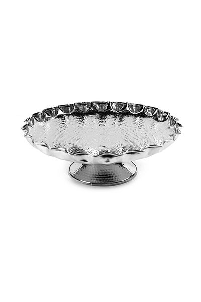 ANTEPSEPETİ Copper Fruit Bowl with Silver Plated Legs, Presentation Bowl 26.5 CM