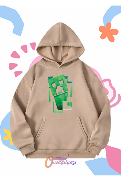 oneagılyazı Unisex Παιδικό Φούτερ - Τυπωμένο, Oversize Hood