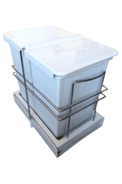 ÇAĞDAŞ 14-28 Lt. Double Trash Can with Rail Automatic Lid