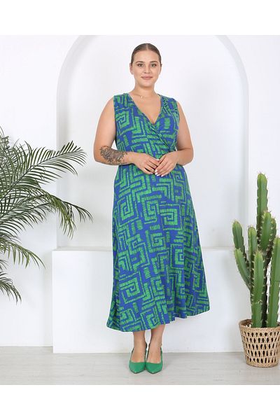 Butik Nilyam Rochie maxi fără mâneci cu decolteu dublu și imprimeu acuarelă de mărime mare - 24134