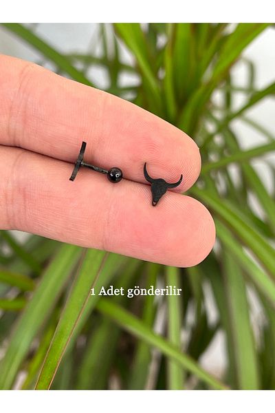 Karınca Piercing Black Bull Tragus Helix - Flat Inner Conch Piercing Surgical Steel Earrings
