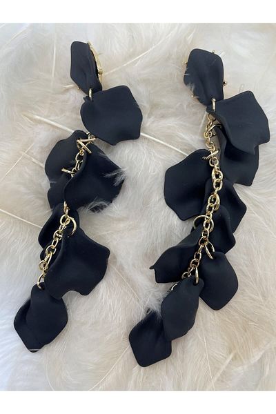 MFM STORE Black Leaf Gift Earrings