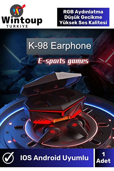 Wintoup Işıklı Kablosuz K 98 Bluetooth Kulaklık Oyuncu Kulaklığı Rgb Profesyo...