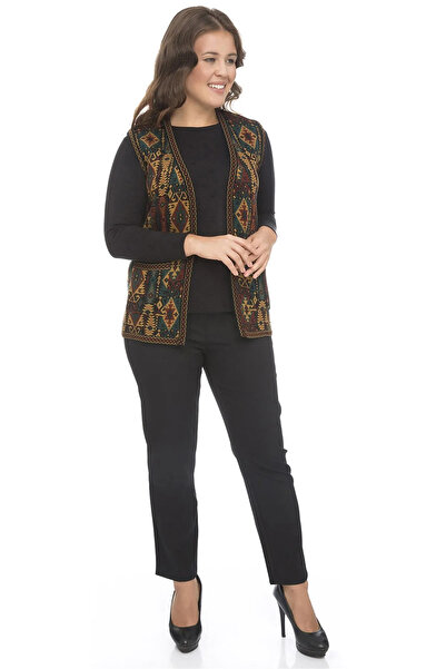 Mutlu City Ethnic Patterned Mother Vest - Classic Knitwear, Kilim Knit 1052