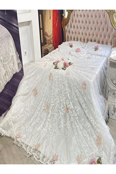 NASHOME TEKSTİL Yatak Örtüsü Takımı Çeyizlik 4 Parça Hülya