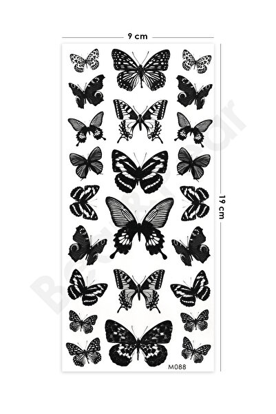 BP Tattoo Siyah Kelebekler Geçici Dövme