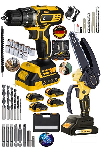 Germany Steel 2'li Set 598rv Çift Pala Odun Dal Budama Testeresi 4 Akü Darbel...