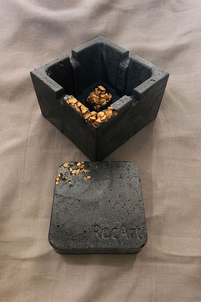 RocArt Home Square Ashtray with Concrete Stone