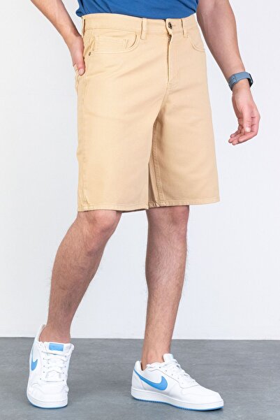 HLT JEANS Ανδρικό μπεζ φαρδύ με χαλαρή κοπή 100% βαμβακερό τζιν φαρδύ τζιν Τζιν σορτς MARTIN-ΜΠΕΖ