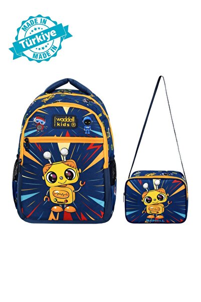 Waddell Чоловіча шкільна сумка для першокласників синьо-жовтого кольору з малюнком робота - ліцензована