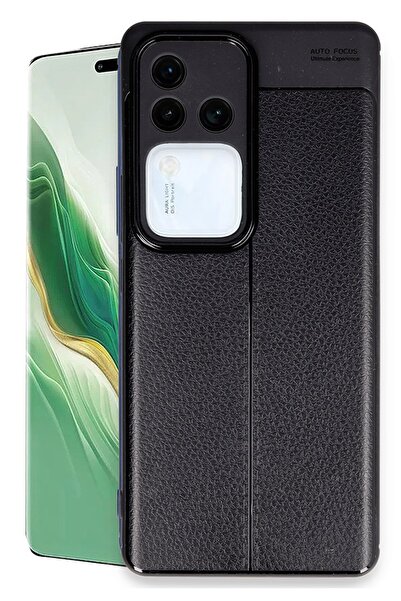 Hatreds Vivo V30 5G Uyumlu Deri Tasarımlı Korumalı Lüx Kılıf - Siyah