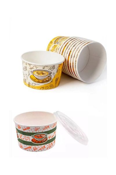 MG HOME 100 PCS 16 Oz Transparent Lid Paper-Carton Soup Container