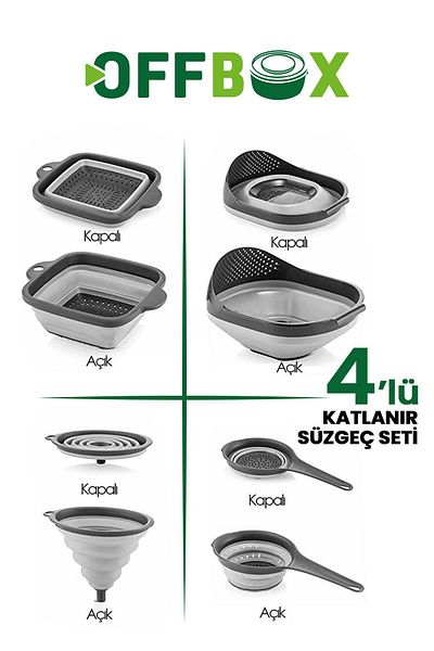 OFFBOX Accordion Kitchen Set 4 Pieces Folding Strainer Set Basin Strainer Funnel Dowry Set 4 Pieces