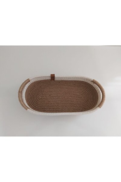 home decors by özlem Oval Wicker Basket Decoration Living Room Fashion Handmade Handmade Art Style - 30X17X6 cm