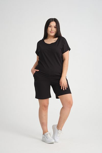 Gül Moda High Waist Pocket Black Lycra Shorts - Elastic Waist g079
