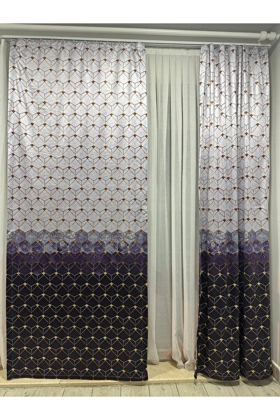 ilya Dijital Baskı | Fon | Düz dikiş | Ekstraforlu | Tek parça | Mor Siyah Beyaz