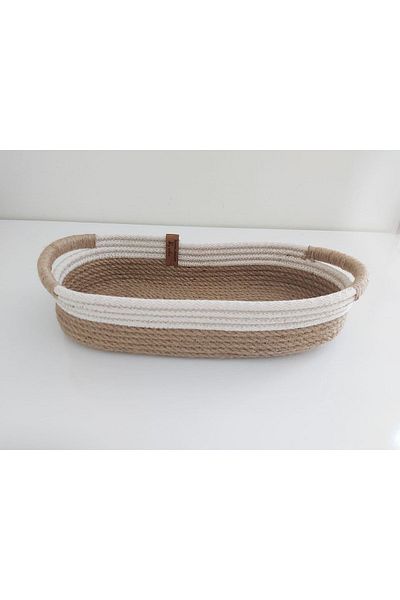home decors by özlem Oval Wicker Basket Decoration Living Room Fashion Handmade Handmade Art Style - 30X17X6 cm