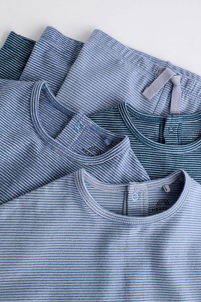 Next Baby Blue Stripe Patterned Cotton Long Sleeve 3-Piece Set