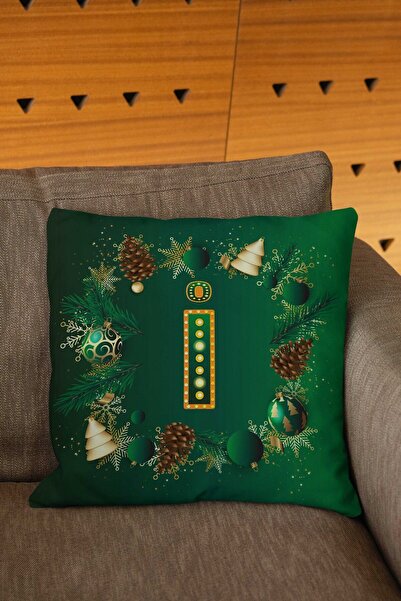Şah Dekor Husă de pernă cu imprimeu digital cu litere cu model de glob verde ...