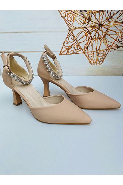 Modavien Women's 6 Cm Mink Satin Stone Evening Dress Shoes 352t