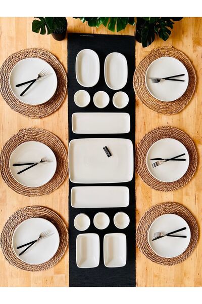 CASA DE BELLA 19 Parça 6 Kişilik Beyaz Porselen Kahvaltı Takımı