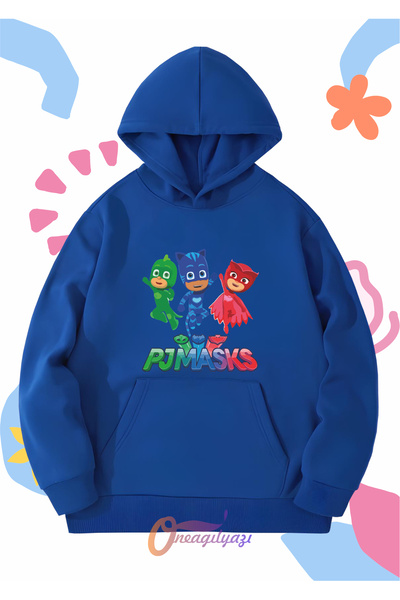 oneagılyazı Çocuk Unisex Pjmasks Baskılı Oversize Kapüşönlü Sweatshirt