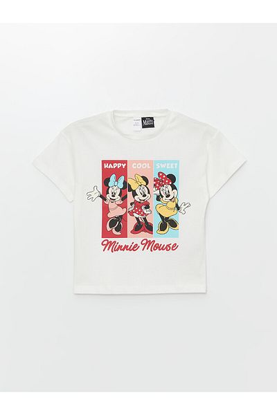 LC Waikiki Εκτύπωση Minnie Mouse - Βρεφικό μπλουζάκι με κοντό μανίκι με λαιμόκοψη LCW