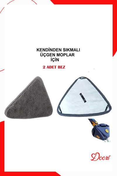 Doori Yedek Bez Yedek Bez Kendinden Sıkmalı Üçgen Mop Için Yedek Bez 2 Adet