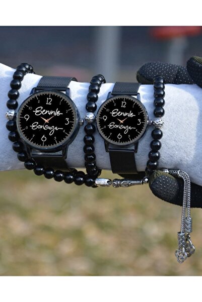 STONY Çift Saatleri Siyah Hasır Seninle Sonsuza Kadın Erkek Bileklik Sevgili ...