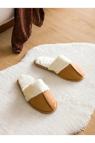 LC Waikiki Suede Γυναικείες Παντόφλες Σπιτιού - LCW STEPS, Κλειστή Μπροστά